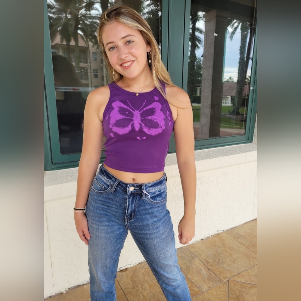 Purple Butterfly Tank Top